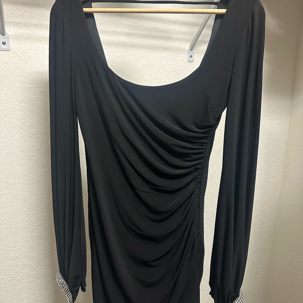 Arden B. Black Bodycon Formal Dress with Cuff Detail